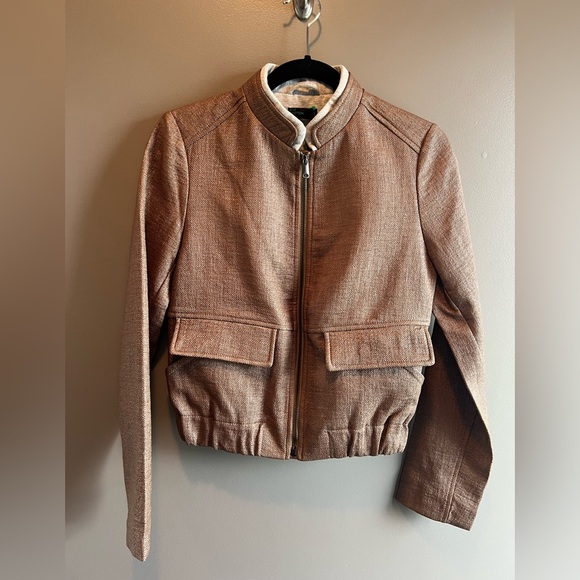 BENETTON - burlap style bomber jacket - manteau toile de jute Size 40 (XS-S) - Picture 1 of 10
